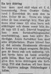 Grönlund Sven Gustav Korsträsk 89 år 15 Feb 1929 PT