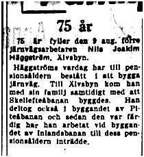 Häggström Nils Joakim Älvsbyn 75 år 8 Aug 1949 NK