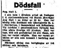 Hall August Älvsbyn död 17 Juli 1939 NK