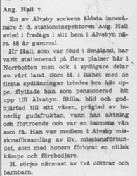 Hall August Älvsbyn död 18 Juli 1939 NA