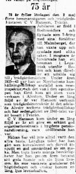 Hansson Carl Vilhelm Tvärån 75 år 30 April 1964 PT