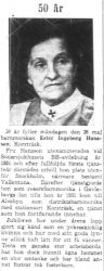Hansson Ester Ingeborg Korsträsk 50 år 26 Maj 1951 Nk