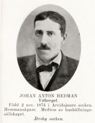 Hedman Johan 18741102 Från Svenskt Porträttarkiv