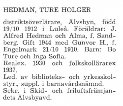 Hedman Ture Holger Älvsby Köping 1957