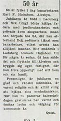 Holmbom Karl F Älvsbyn 50 år 15 Aug 1953 PT