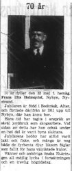 Holmqvist Frans Elis Nybyn 70 år 22 Maj 1951 Nk