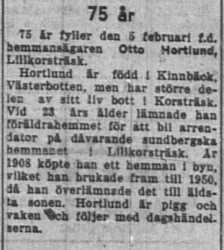 Hortlund Otto Lillkorsträsk 75 år 5 Feb 1955 NK