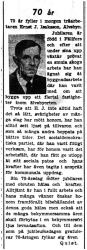 Isaksson Ernst J Älvsbyn 70 år 13  Okt 1949 PT