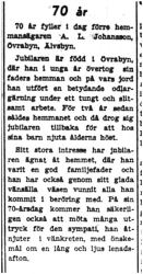 Johansson Anders  Leonard  Övrabyn 70 år 9 Aug 1949 PT