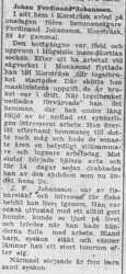 Johansson Johan Ferdinand Korsträsk död 27 Sept 1957 NSD