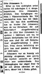 Johansson Otto Älvsbyn död 10  Okt 1949 PT