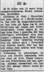 Johansson Sievert Krokträsk 50 år 11 Mars 1955 NK