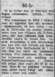 Johansson Signe Nybyn 50 år 18 Feb 1955 NK