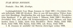 Jonsson Ivar Hugo Från Boken Svensk Familjekalender Tryckt 1945