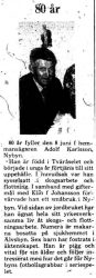 Karlsson Adolf Nybyn 80 år 4 Juni 1975 PT