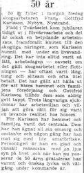 Karlsson Frans Gottfrid Nybyn 50 år 3 Okt 1957 PT