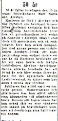 Karlsson Karl Älvsbyn 50 år 9 jan 1952 Nk