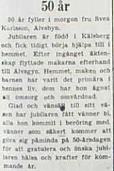 Karlsson Svea Älvsbyn 50 år 15 Aug 1953 PT