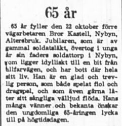 Kastell Bror Nybyn 65 år 21 Okt 1965 PT