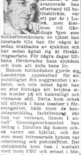 Landström Ture Älvsbyn död 10 Okt 1957 PT