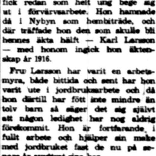 Larsson Alida Nybyn 65 år 6 Juli 1960 NK