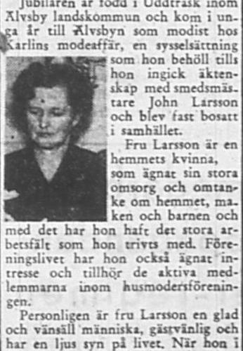 Larsson Helga Älvsbyn 50 år 21 Nov 1956 PT