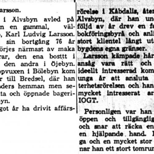 Larsson Karl Ludvig Älvsbyn död 3 Juni 1959 NK