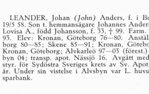 Leander Johan 18580519 Från Svenskt Porträttarkiv