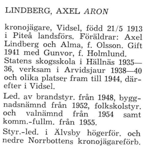 Lindberg Axel Aron Älvsby Landskommun 1957