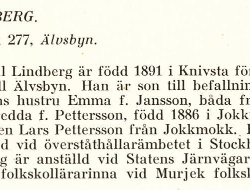 Lindberg Paul Från Boken Svensk Familjekalender Tryckt 1945