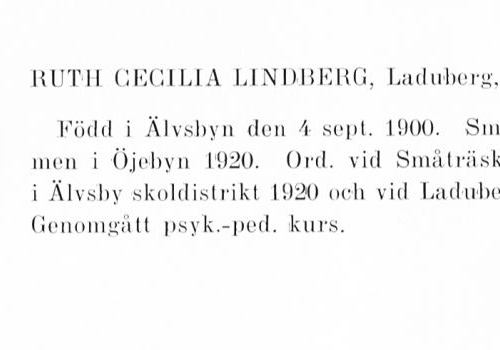 Lindberg Ruth 19000904 Från Svenskt Porträttarkiv