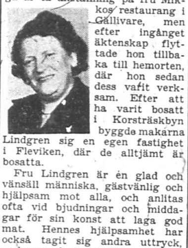 Lindgren Bertha Fleviken 50 år 9 maj 1956 PT