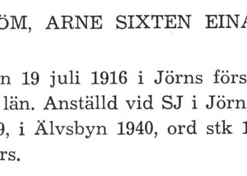 Lindström Arne Sixten Einar Från boken Sveriges Järnvägsstationer tryckt 1949