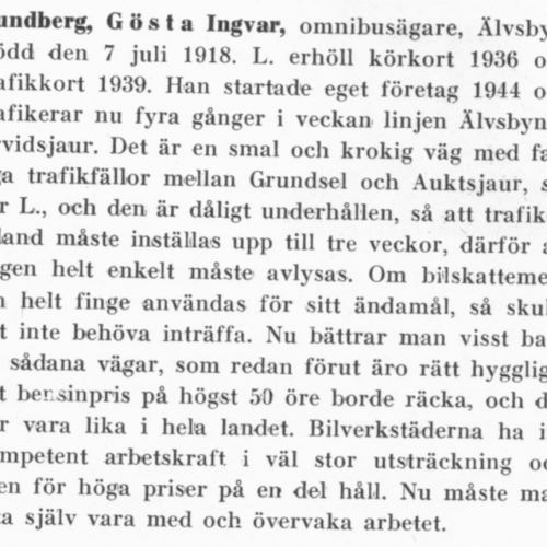 Lundberg Gösta Ingvar Älvsbyn Från boken Motorismen och dess män tryckt 1950