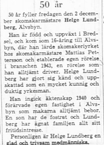 Lundberg Helge Älvsbyn 50 år 2 Dec 1966 NK