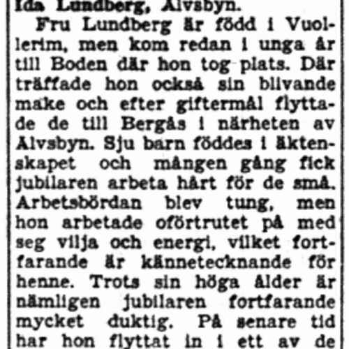 Lundberg Ida Älvsbyn 65 år 19  Aug 1954 NK
