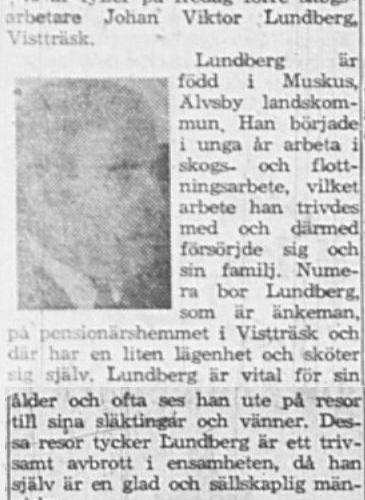 Lundberg Johan Wiktor Vistträsk 75 år 19 Mars 1964 NSD