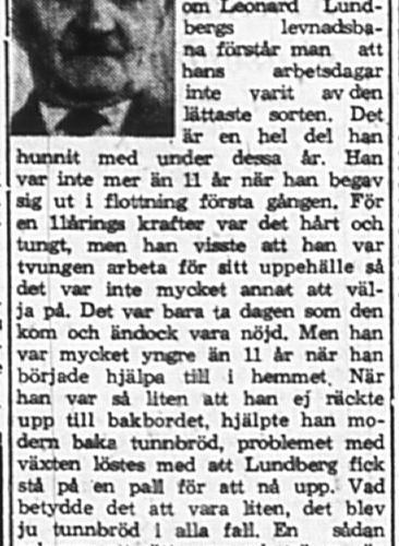 Lundberg Leonard Sävdal Vidsel 85 år 10 Sept 1965 PT