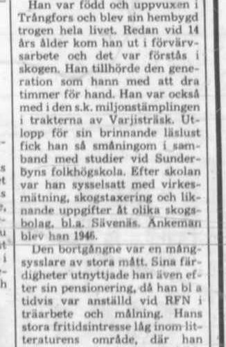 Lundberg Nils Bertil Trångfors död 29 Sept 1976 PT