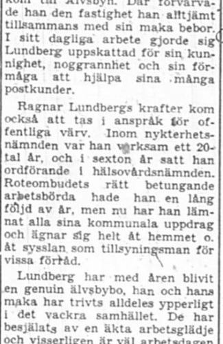 Lundberg Ragnar Älvsbyn 75 år 30 Sept 1957 PT