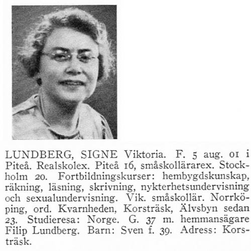 Lundberg Signe 19010805 Från Svenskt Porträttarkiv