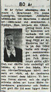 Lundgren Anna Granträsk 80 år 7 mars 1953 PT