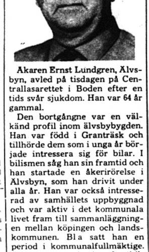 Lundgren Ernst Älvsbyn död 7 Aug 1975 PT