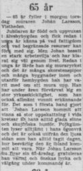 Larsson Johan Vistheden 65 år 15 maj 1957 PT