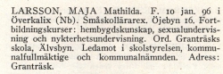 Larsson Maja Från boken Sveriges Småskollärarinnor tryckt 1945