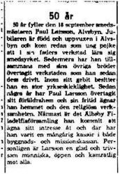 Larsson paul Älvsbyn 50 år 18 sept 1961 NK
