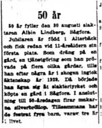Lindberg Albin Sågfors 50 år 30 Aug 1954 NK
