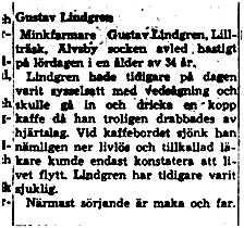 Lindgren Gustav Lillträsk död 25 maj 1964 NK