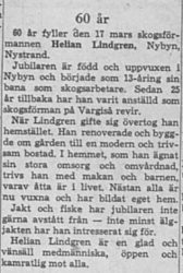 Lindgren Helian Nybyn 60 år 16 Mars 1964 NK