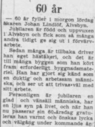 Lindlöf Johan Älvsbyn 60 år 3 maj 1957 PT